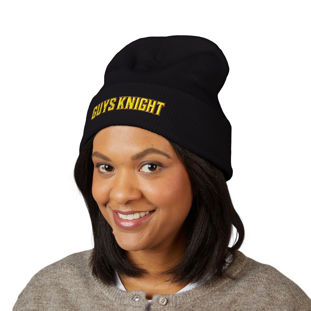 Guys Knight Embroidered Beanie – Men’s Cuffed Winter Hat | One Size Fits All