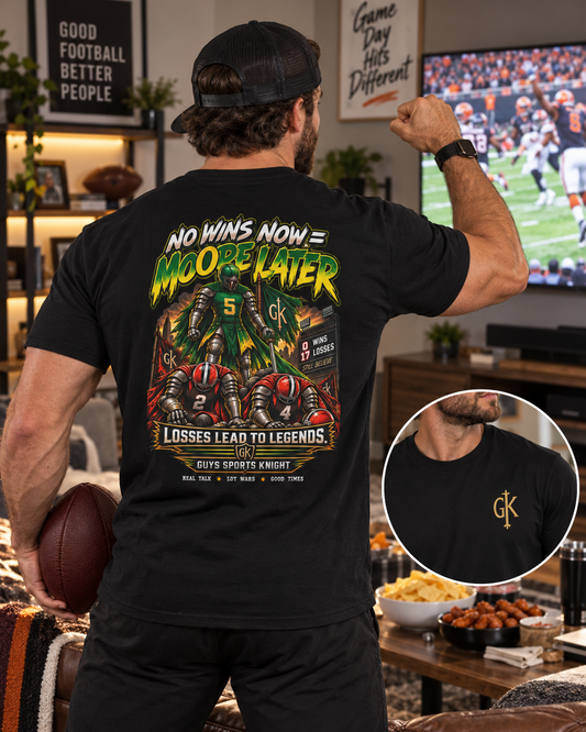 No Wins Now = Moore Later Tee | Cleveland Football 2027 QB Draft Fan Shirt