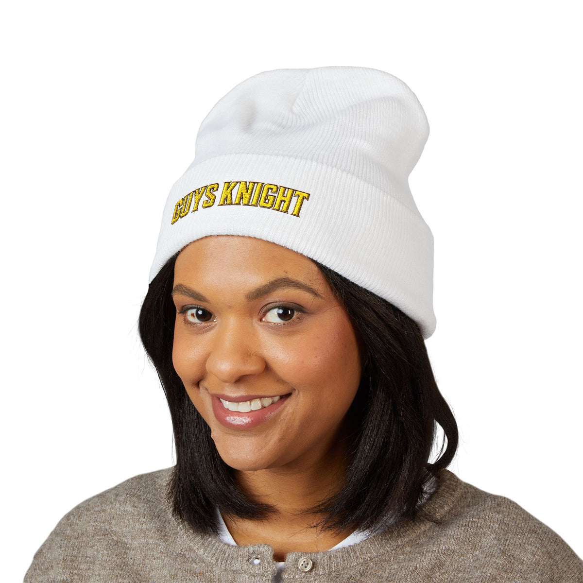 Guys Knight Embroidered Beanie – Men’s Cuffed Winter Hat | One Size Fits All